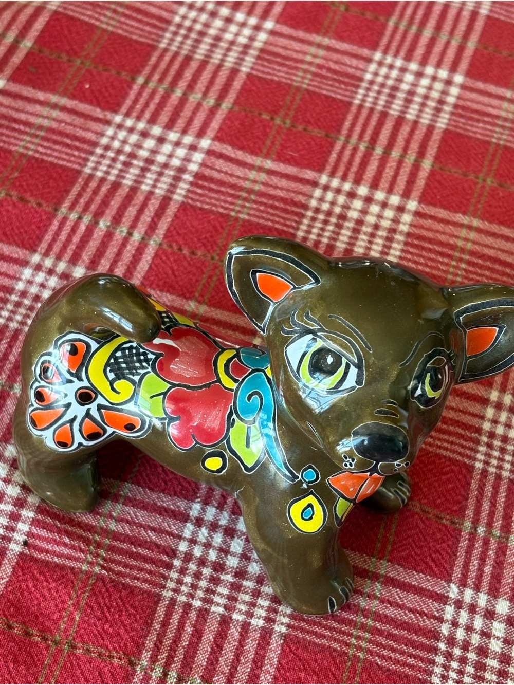 Mexican Folk Art Pottery Talavera Chihuahua Hand Painted